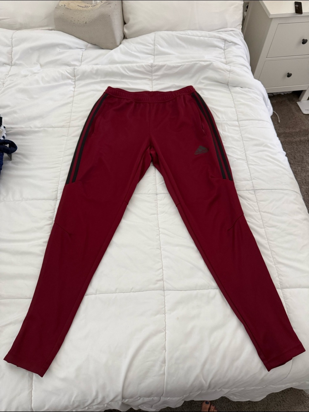 Men’s Adidas Maroon Joggers with Black Stripes